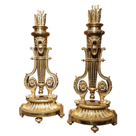 Pair de chenets Louis XVI