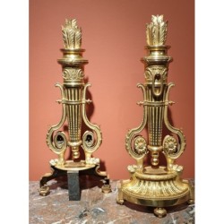Pair de chenets Louis XVI