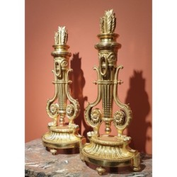 Pair de chenets Louis XVI