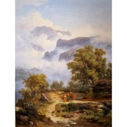 Paysage France/Italie - Carlo Marko (1822 - 1891)